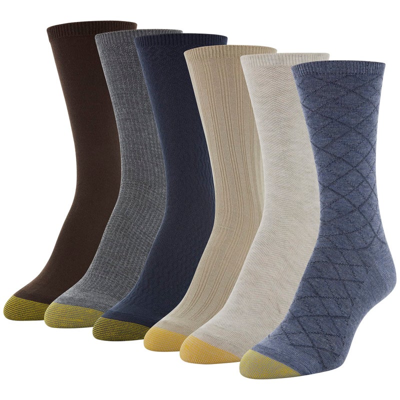 GOLDTOE Women's Casual Texture Crew Socks, Multipairs, Denim Diamond (6-Pairs), Shoe Size: 6-9 - Image 1